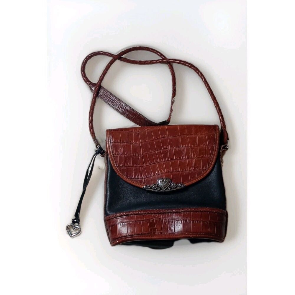Brighton Vintage Brown Croc Leather Western Shoulder Bag No. 843895 - Picture 1 of 16